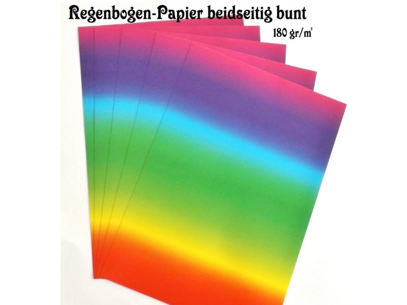  - Regenbogen-Papier 5 Bögen = 1 Set beidseitig bedruckt Bastel-Papier glänzend