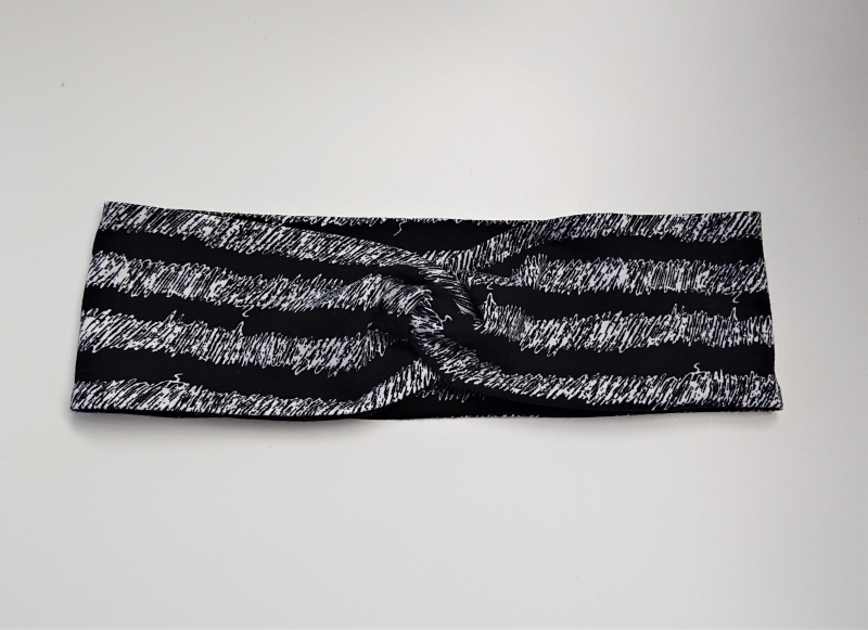  - Stirnband , Knotenstirnband, Turbanstirnband, Bandeau, Haarband mit Streifen in schwarz weiß, handmade by la piccola Antonella