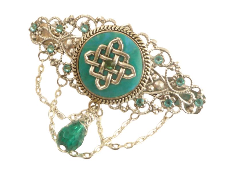  - Haarspange mit keltischem Ornament blau türkis silberfarben Irland Haarschmuck Haar Accessoire Geschenk Frau