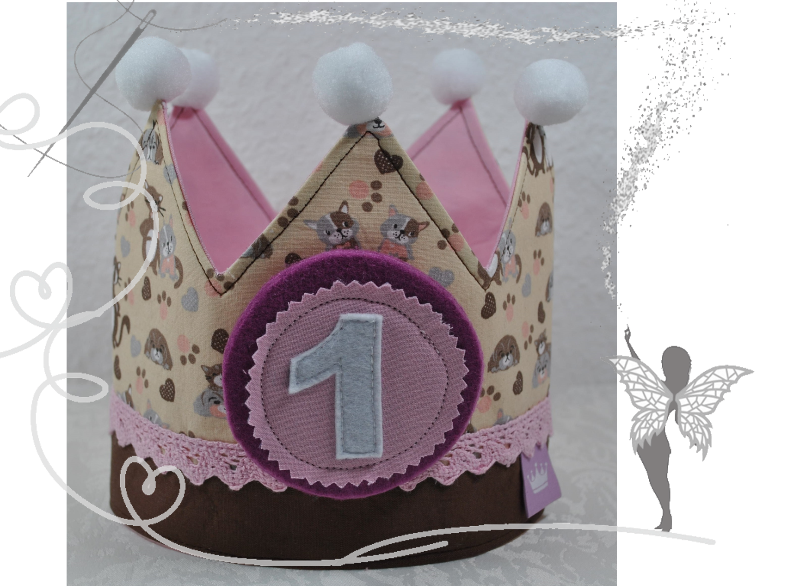  - Handgemachte Geburtstagskrone für die kleine Prinzessin ,mit Zahlen von 1-6 