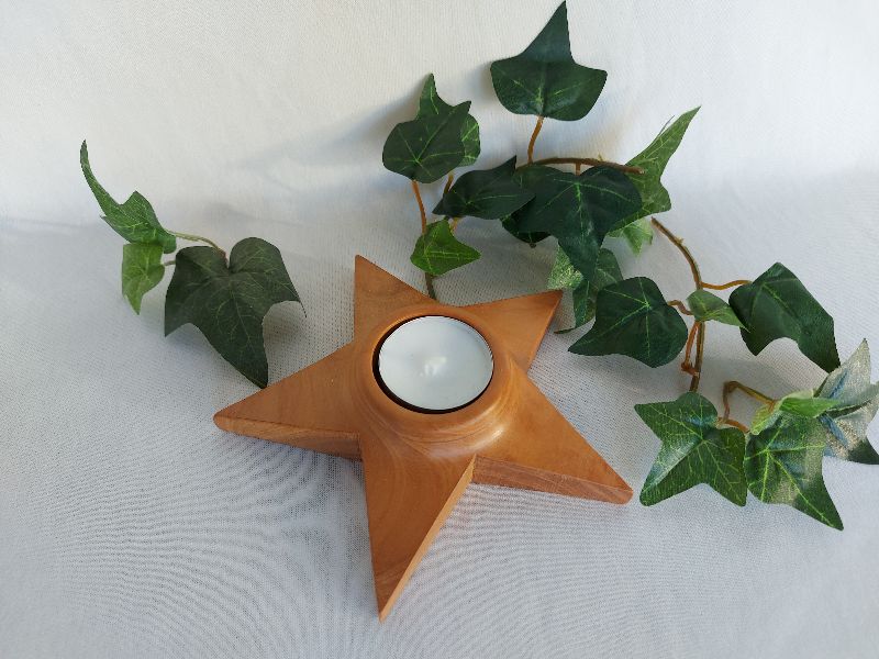  - kleiner Teelichthalter aus Holz in Sternform 11 cm kaufen 