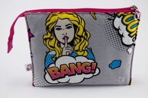 Kosmetiktasche ♥BANG♥ mit 3 Fächern im Comicdesign ♡ Taschenorganizer für Kosmetik und mehr 