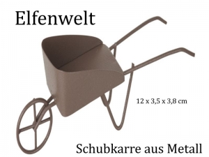 Elfenwelt Schubkarre, Minimöbel für Elfenlandschaft Puppenstuben Fairy Garden Schubkarre aus Metall