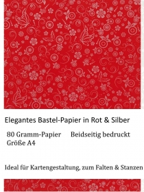 Elegantes Faltpapier in Rot, Deko-Papier, Bastelpapier perfekt für Karten, Schachteln, zum Stanzen uvm