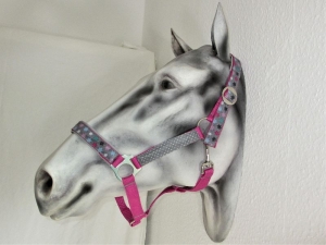 Pferdehalfter Be a Star pink handgefertigt abwischbar und wasserfest Stallhalfter Reithalfter Halfter für Pferde verstellbar Größe Wamblut Pony Vollblut  
