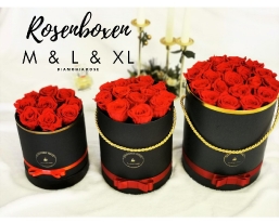 Runde Rosenboxen mit ewigen Rosen