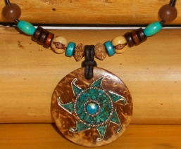 Handgefertigte Indianerschmuck Inka Halskette Energie Lederkette Amulett Türkis Stein Indianerkette Indianer Glücksbringer