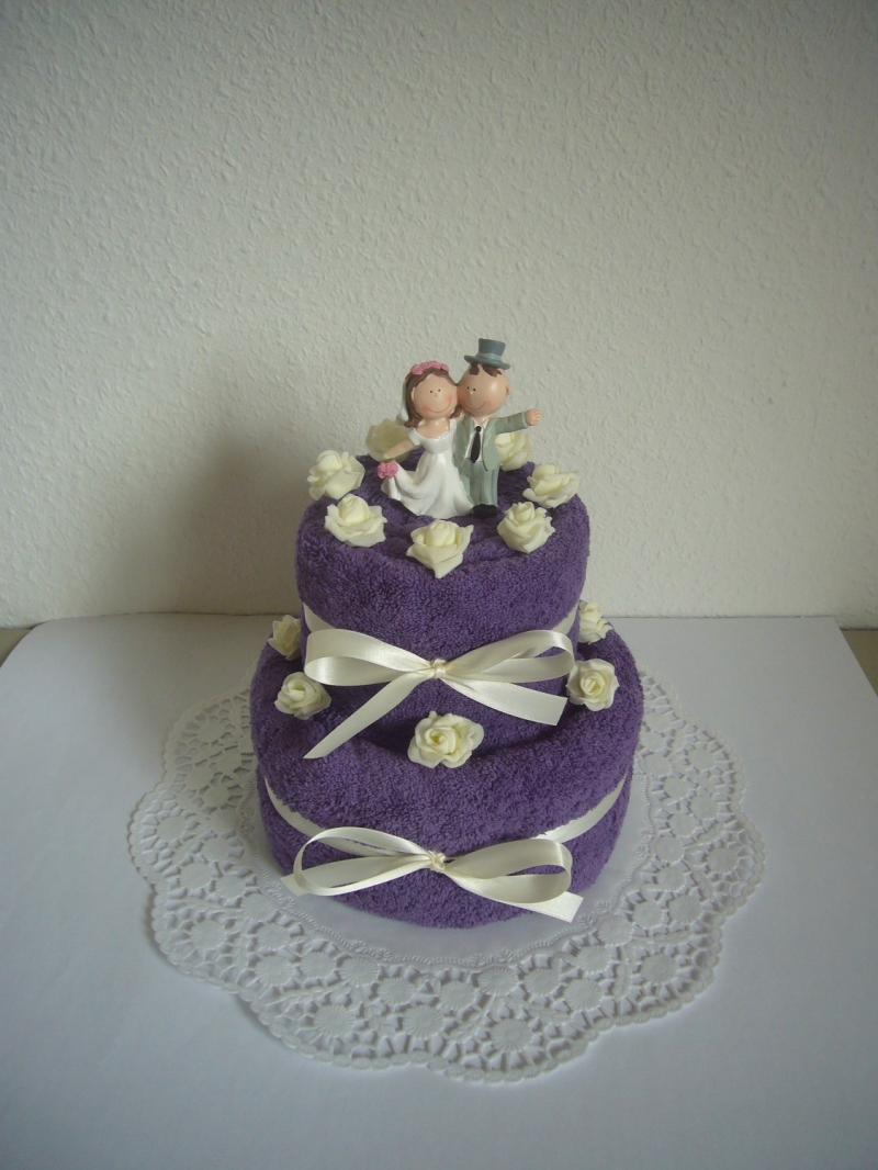  - Hochzeitsgeschenk Geschenk Hochzeit Hochzeitstorte lila violett Rosen