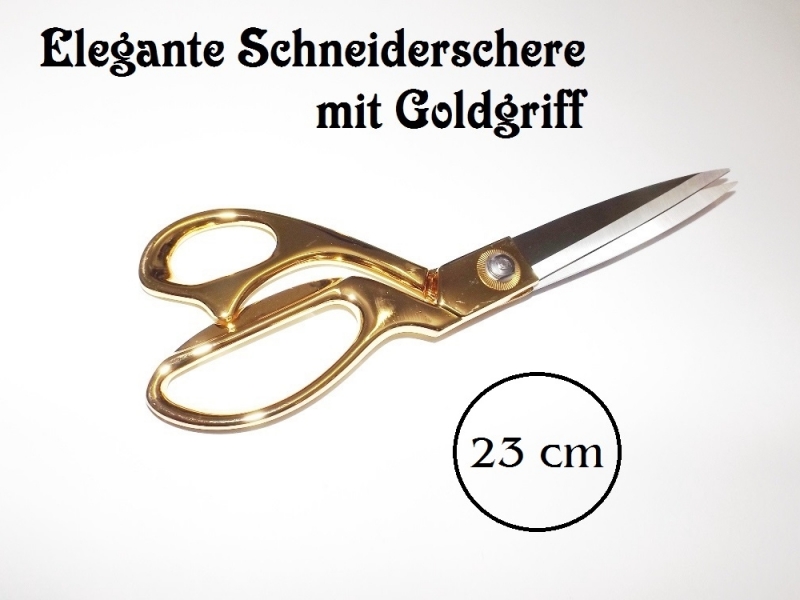 Schneider-Schere Textil-Schere Stoff-Schere 23 cm (klein) mit goldenem Griff