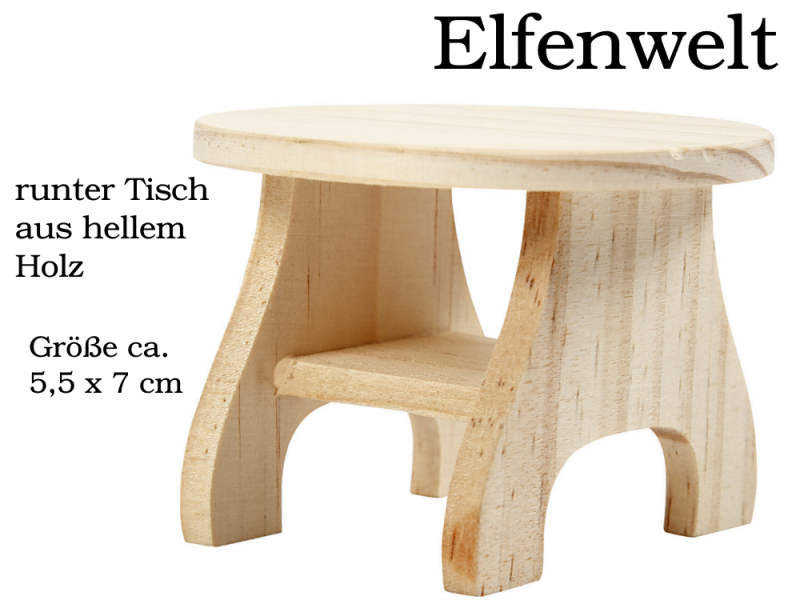  - Elfenwelt ruter Tisch, Minimöbel für Elfenlandschaft Puppenstuben Fairy Garden zum anmalen & verzieren