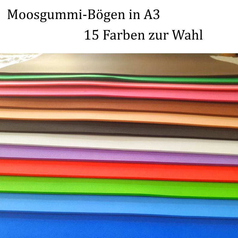 Moosgummi in A3 -- Schwarz -- 27,7 cm x 42 cm x 2mm zum Basteln. Erhältlich  in 15 Farben