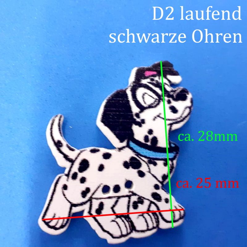 Kinderknopf / Knöpfe aus lackiertem Holz > aus 101 Dalmatiner D2, Hund,  Hündchen, Welpe, Zierknopf