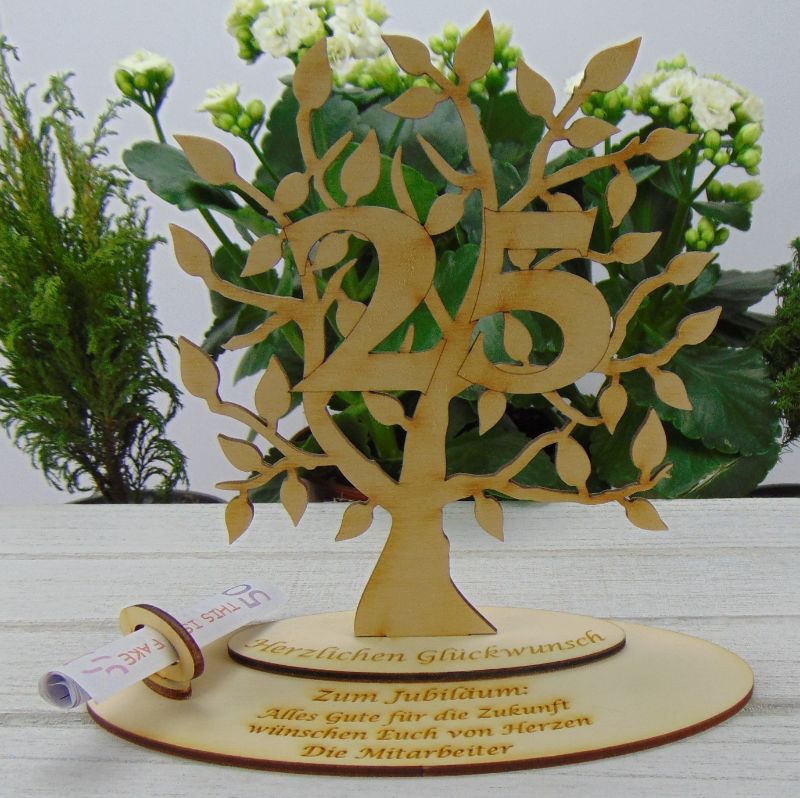  - Zur Silberhochzeit , Lebensbaum Personalisiert Geldgeschenk Gutschein Geschenk oder als Tischdeko aus Birkenholz