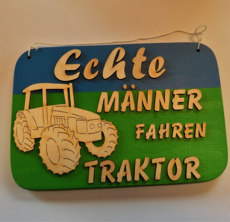 Spruch aus Holz ☆ Echte Männer fahren Traktor ☆ Geschenk für Traktorfans,  Geburtstagsgeschenk für Landwirte