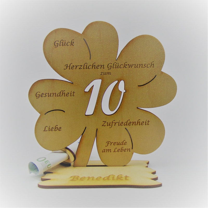 Kleeblatt Alles Liebe großes Geldgeschenk 16cm Glückwunsch Geschenk Holz DIY