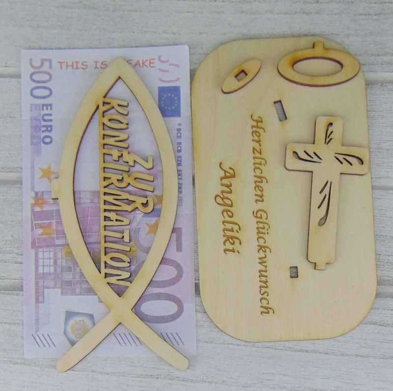  - Zur Konfirmation ♥ Personalisiertes Geldgeschenk - oder Gutscheingeschenk aus Holz ♥ Geschenk für Paten