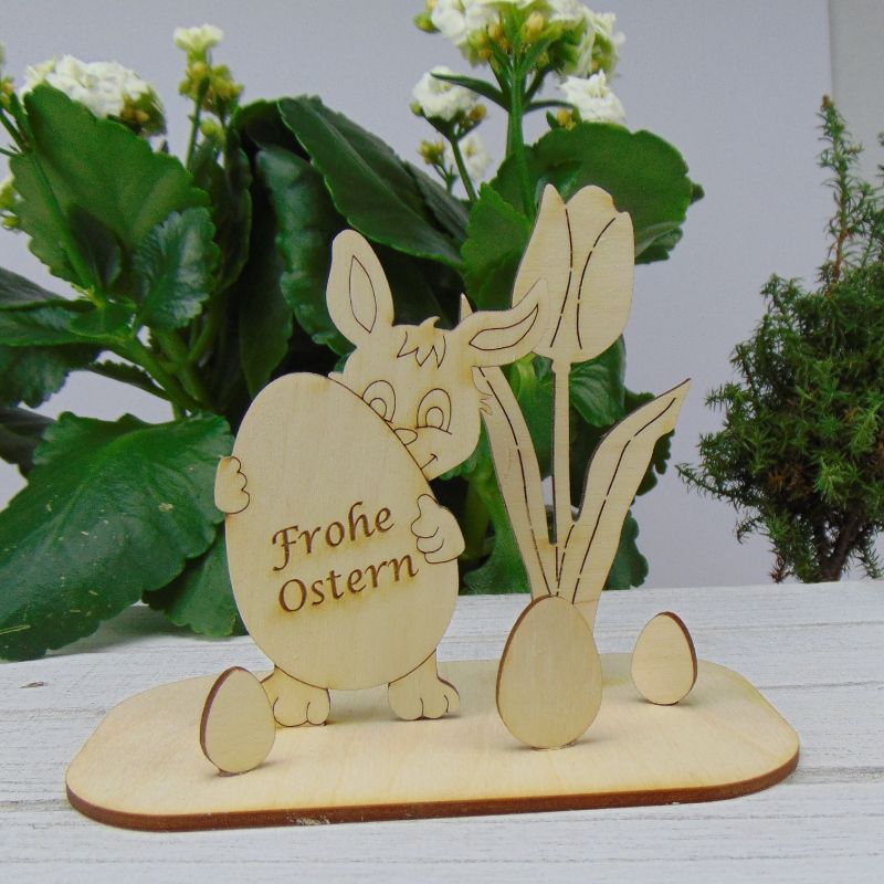 Osterdekoration- oder Geschenk ☆ Hase/ Eier/ Tulpe aus Holz ☆ mit  Aufschrift