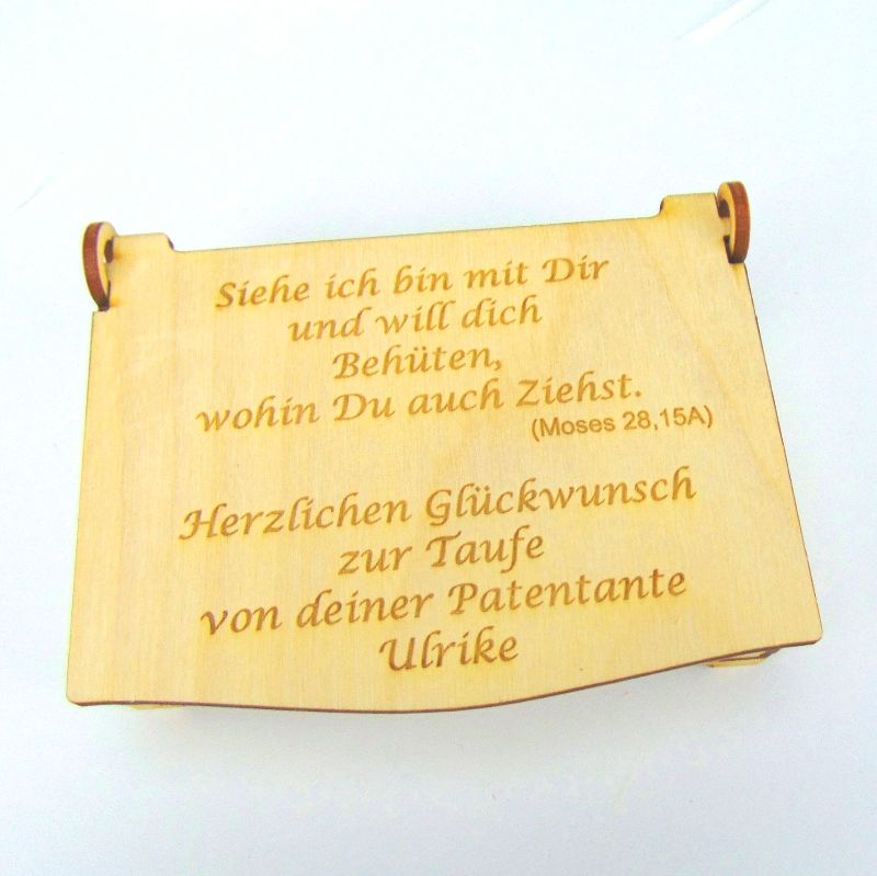  - Taufkiste Geschenk zur Taufe Schatulle Kiste Holz Taufgeschenk Taufspruch Gravur B3-GST18 