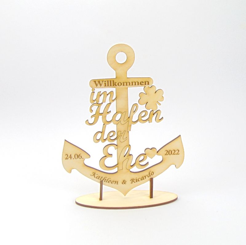 Hochzeit Anker Maritim Personalisiertes Hochzeitsgeschenk ♥17,5 cm mit  Ständer zum Hinstellen
