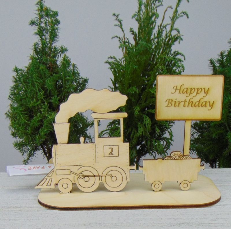 - Geldgeschenk für einen Eisenbahner Zug mit Wagon Ortsschild★ Reisen mit Bahn Lokomotive Holz ★K71★ Happy Birthday