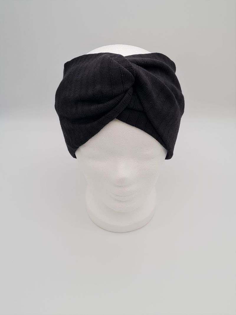 Breites Stirnband aus Strickstoff in schwarz, Knotenstirnband,  Turbanstirnband, Bandeau, Haarband, handmade by la piccola Antonella