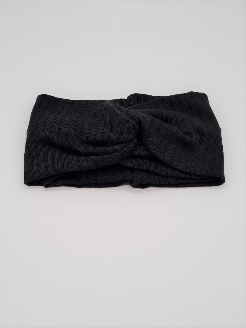 Breites Stirnband aus Strickstoff in schwarz, Knotenstirnband,  Turbanstirnband, Bandeau, Haarband, handmade by la piccola Antonella