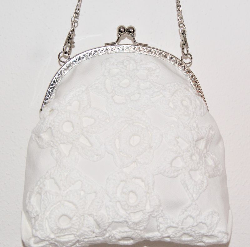 elegante Bügeltasche in weiß / Brauttasche / Handtasche / Umhängetasche /  Abendtasche / Schultertasche / Sommertasche