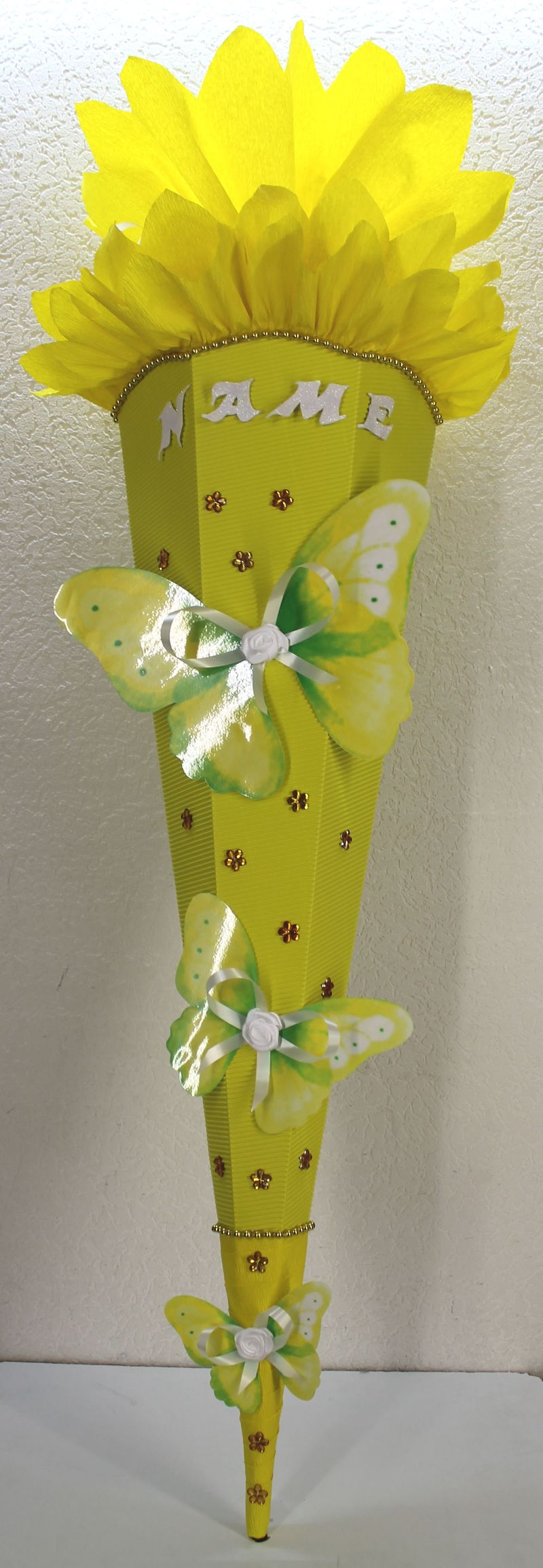  - Schultüte Zuckertüte SCHMETTERLINGE für Mädchen VERSANDBEREIT in gelb grün
