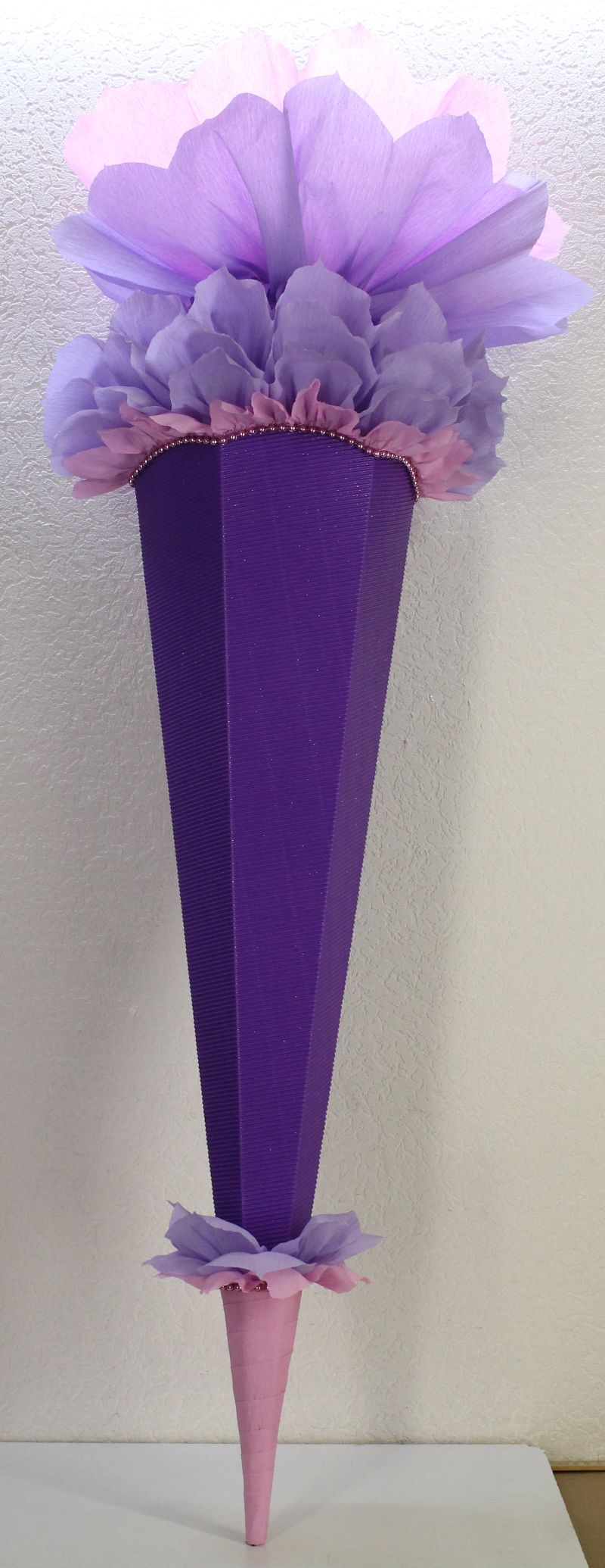 Schultüte Zuckertüte Rohling zum selbst verzieren Rohling 70 75 80 85 90  100 cm / 1m für Mädchen HANDARBEIT lila rosa