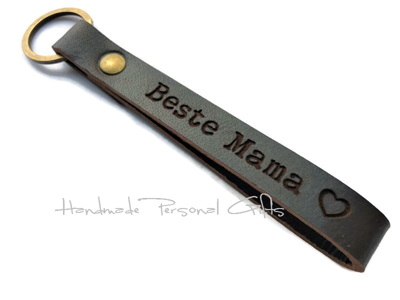  - Schlüsselanhänger aus Leder,  Lieblingsmama,  anpassbar mit Koordinaten, Namen oder kleinen Text, beste mama 