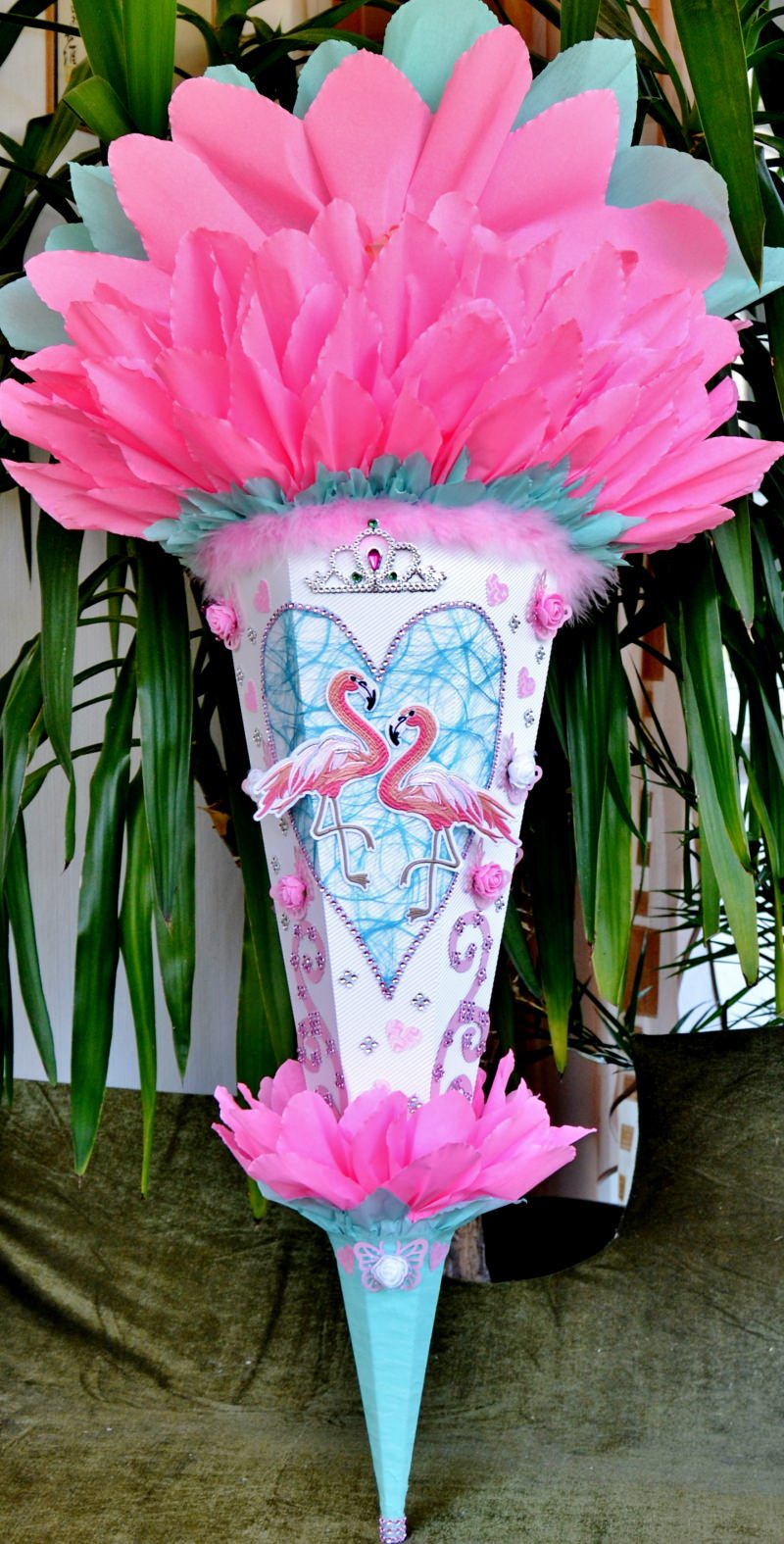 Schultüte Flamingo Zuckertüte für Mädchen rosa türkis