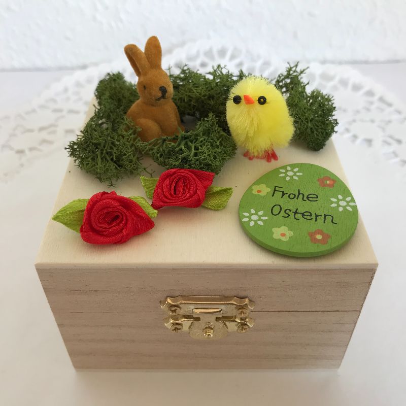 Ostern Geldgeschenk originell verpacken Osterhase Küken Osterei Frohe Ostern  Holz-Box Ostergeschenk