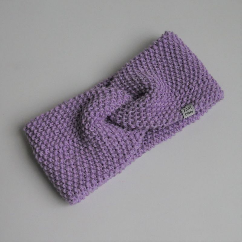  -  Lavendel Stirnband PEARL aus Wolle  von zimtblüte handgestrickt NEU  