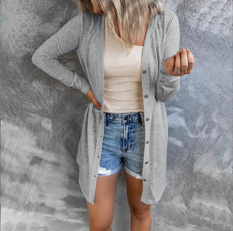 Damen-Sommer-Cardigan/Longarm Sweater, Größe 38/40, Farbe hellgrau, # CARD  48