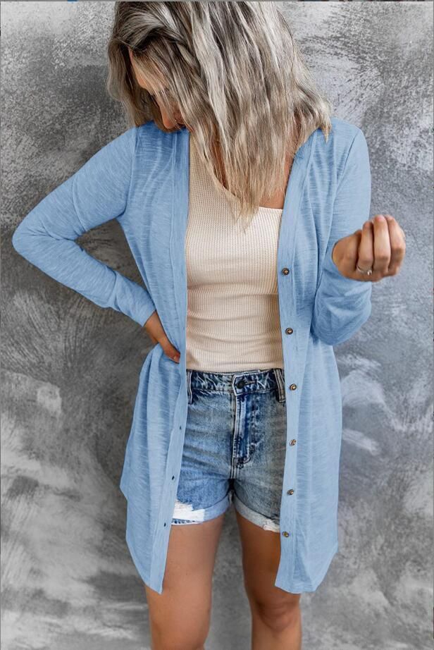 Damen-Cardigan/Longarm Sweater, Größe 38/40, Farbe hellblau, # CARD 50