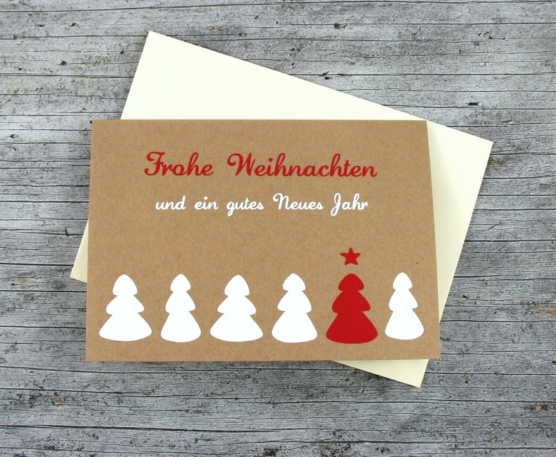  - Klappkarte **6Bäume** von ZWEIFARBIG Kraftpapier Weihnachtswünsche Frohe Weihnachten Grußkarte Weihnachtskarte Weihnachtsgrüße Kraftpapierkarte
