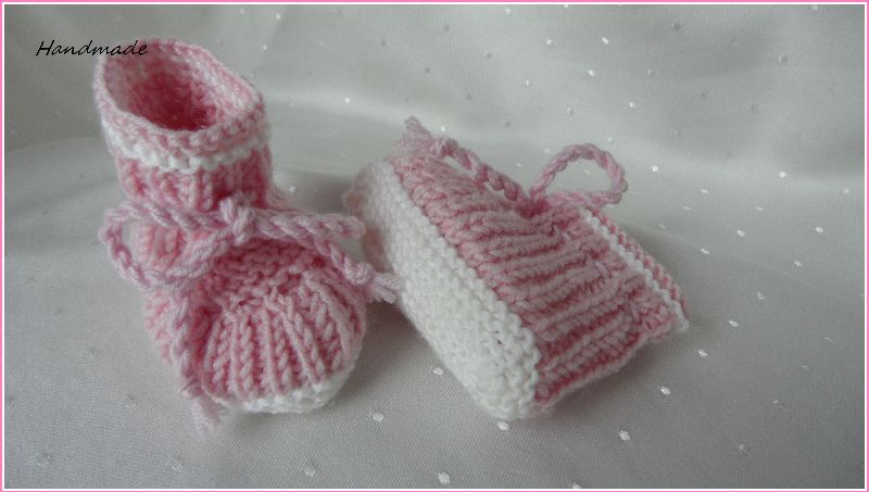  - Babyschuhe für Frühgeborene aus Wolle (Merino), Rosa, Grau, Blau