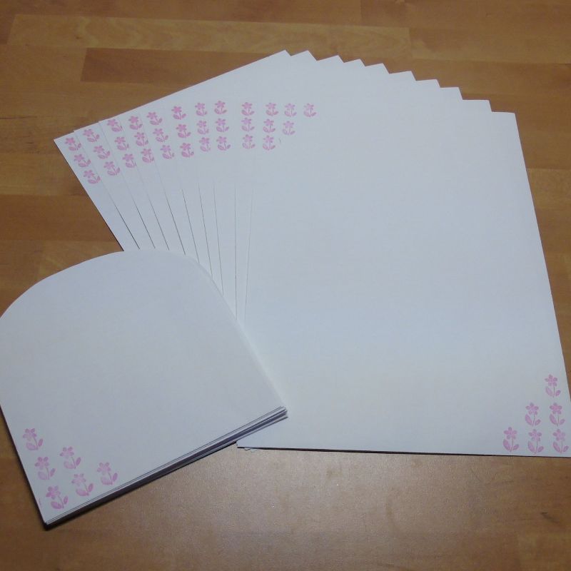  - Briefpapier Set - rosa Blumen // Brief // Schreiben // Letter // Geschenk