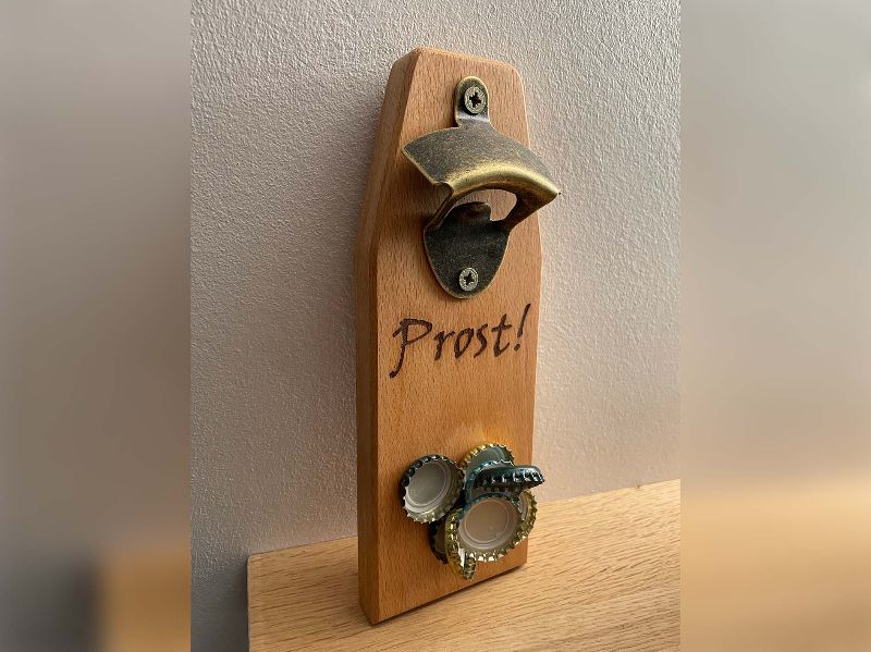 Wandflaschenöffner Holz Deko Flaschenöffner Magnet personalisiert