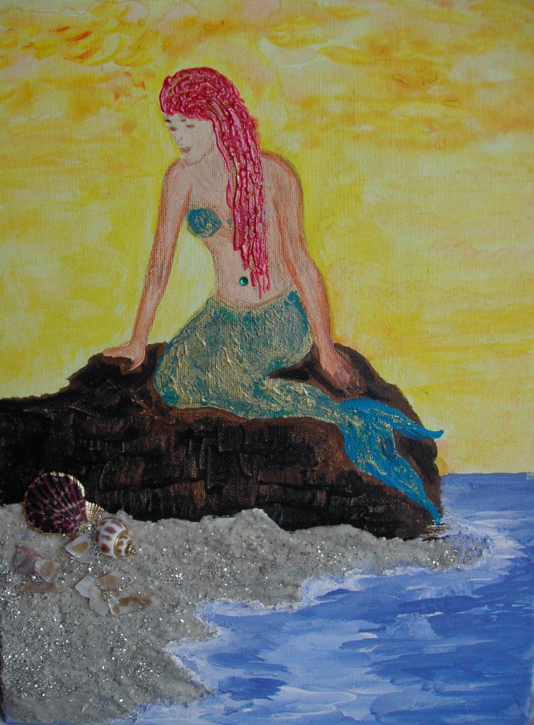  - Acrylbild MEERJUNGFRAU Acrylmalerei Kinderzimmerbild Kunst Malerei Gemälde auf Leinwand Handarbeit Geschenk zur Geburt  Mermaid