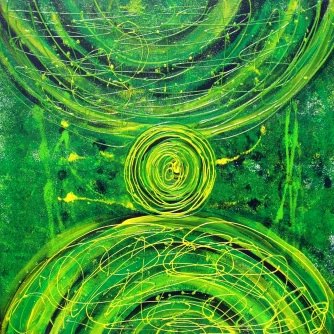  - Acrylbild GRÜNER KOSMOS Acrylmalerei Gemälde abstrakte Malerei Wanddekoration grünes Bild  Kunst direkt vom Künstler auf Keilrahmen Unikat