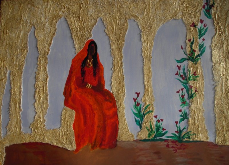  - Acrylbild DREAMING INDIRA Acrylmalerei Gemälde abstrakte Kunst Wanddekoration  orientalisches Bild indisches Bild Malerei
