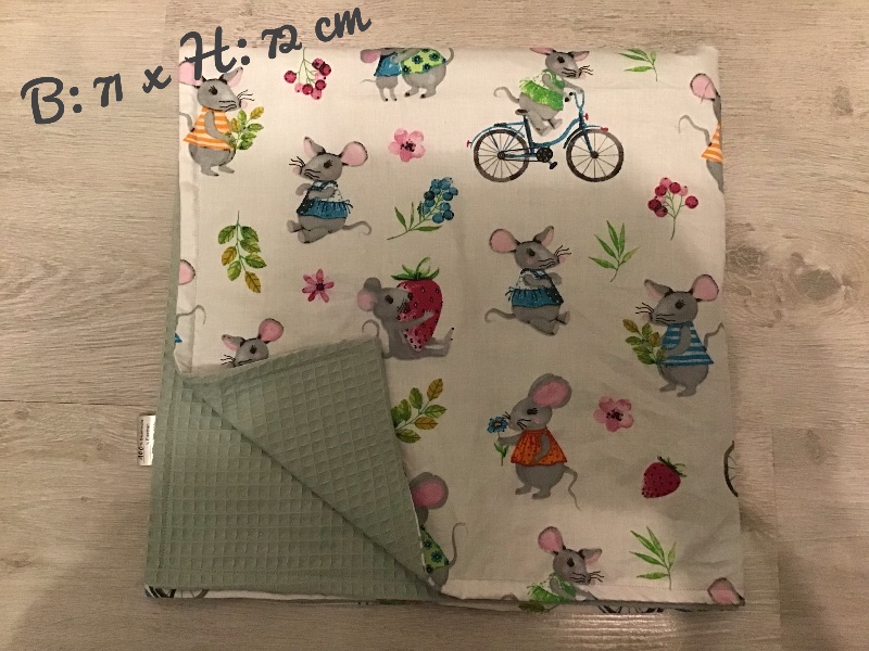 - Babydecke  ❤️ Decke ❤️ mit Waffelpique ❤️ Geschenk ❤️ Unikate  - Mäuse