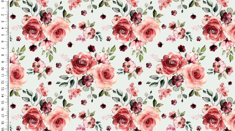  - Baumwolljersey-Stoff Digitaldruck Romantic Roses auf naturfarbe Jersey Rosen Frühlings-Stoffe Meterware kaufen
