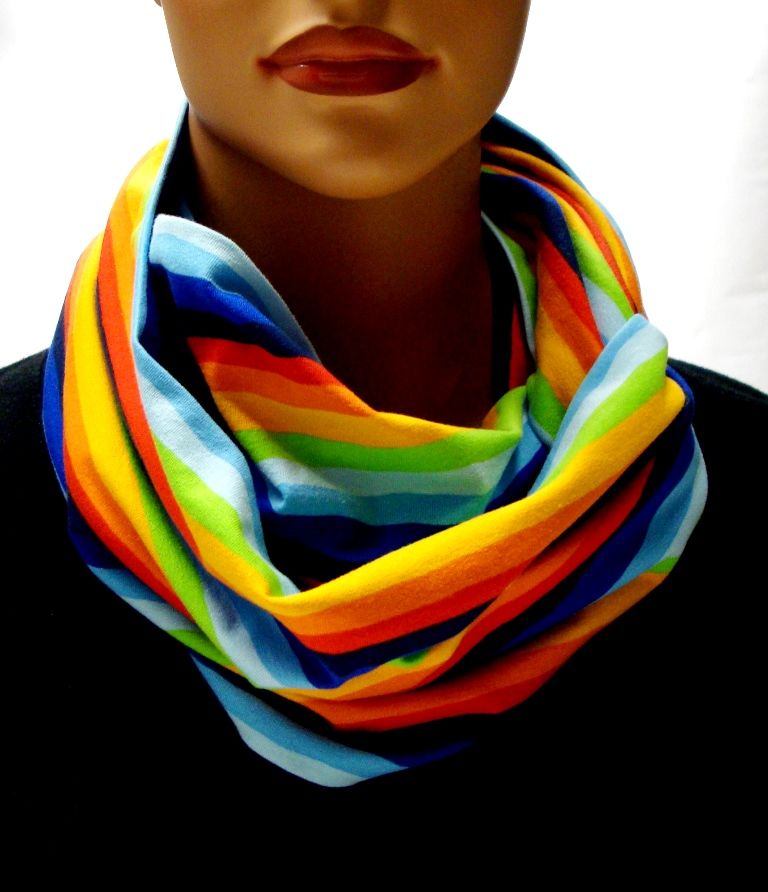 Rundschal Loop Schlauchschal handgemacht Regenbogenfarben Rainbow kaufen  Jerseyschal Geschenke Schal Loopschal