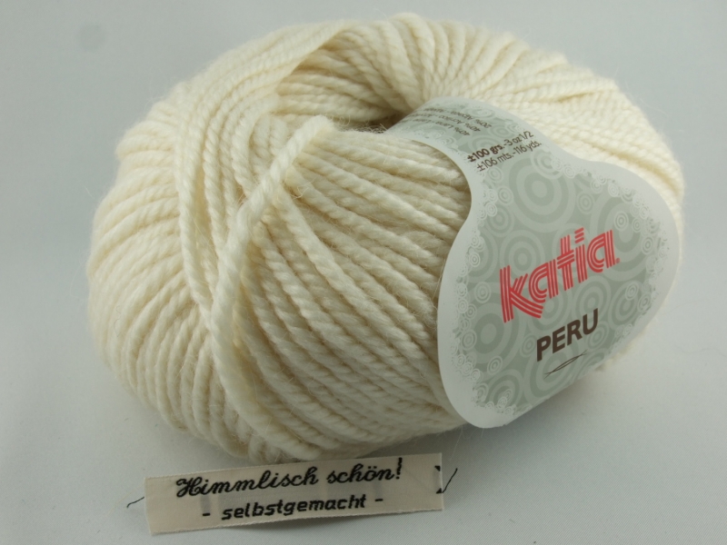  - kuschelige einfarbige Wolle mit Alpaka von Katia Peru Farbe 3 in wollweiß