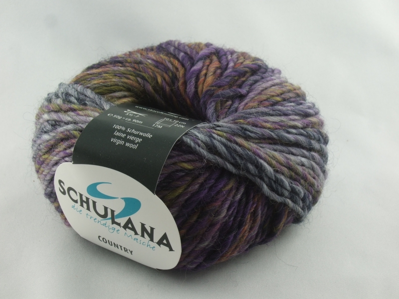  - schöne melierte Schurwolle von Schulana: Country Farbe Nr. 30, lila, oliv meliert
