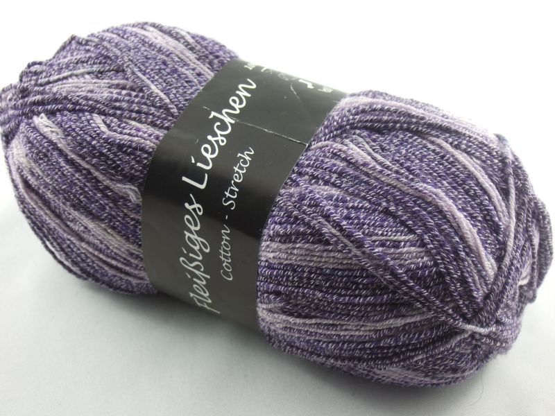  - schöne 4-fach Sockenwolle Cotton Stretch Fleißiges Lieschen in lila/flieder, Farbe Nr. 23