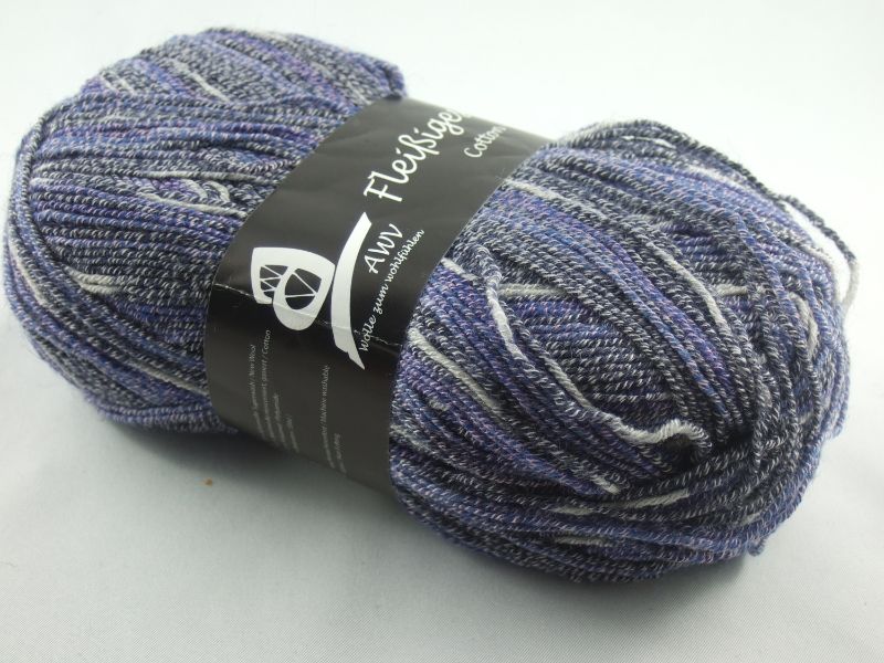  - schöne 4-fach Sockenwolle Cotton Stretch Fleißiges Lieschen in blauviolett, Farbe Nr. 28