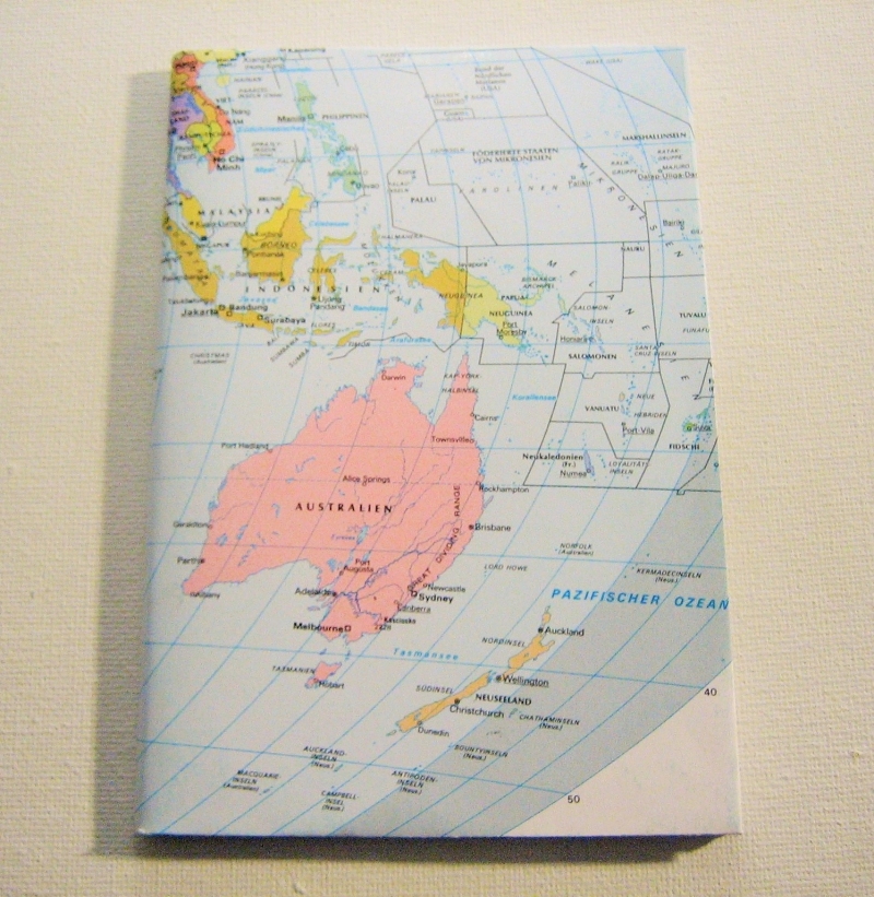 AUSTRALIEN mit Neuseeland ♥ schönes Notizbuch Landkarte *upcycling*